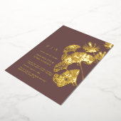 Luxe Gingko Leaf Real Gold Wedding Folie Uitnodiging (Gedraaid)