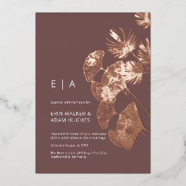 Luxe Gingko Leaf Real Roos Gold Wedding Folie Uitnodiging