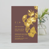 Luxe Ginkgo-blad Echt Goud Bruiloft Folie Uitnodiging (Staand Voorkant)