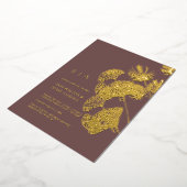 Luxe Ginkgo-blad Echt Goud Bruiloft Folie Uitnodiging (Gedraaid)