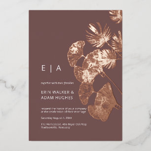 Luxe Ginkgo-blad Echte Roze Gouden Bruiloft Folie Uitnodiging