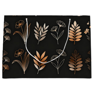 Luxe Ginkgo & Bloemrijke Lijn Kunst Gift Draagtas Groot Cadeauzakje