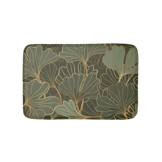 Luxe Ginkgo Gold Line Art Badmat (Voorkant)