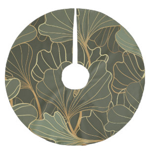 Luxe Ginkgo Gold Line Art Kerstboom Rok