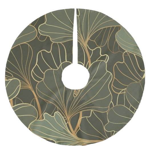 Luxe Ginkgo Gold Line Art Kerstboom Rok (Voorkant)