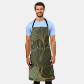 Luxe Ginkgo Gold Line Art Schort (Gedragen)