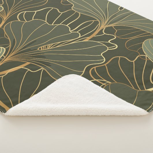 Luxe Ginkgo Gold Line Art Sherpa Deken (3/4)