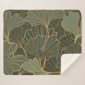 Luxe Ginkgo Gold Line Art Sherpa Deken (Voorkant (horizontaal))