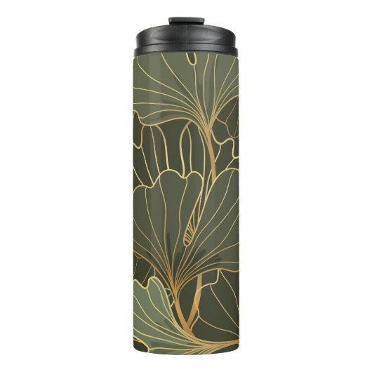 Luxe Ginkgo Gold Line Art Thermosbeker (Voorkant)