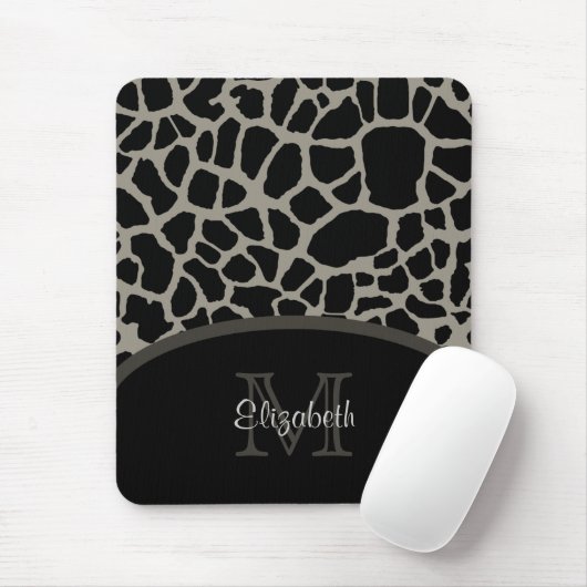 Luxe Giraffe print elegant monogram en naam Muismat (Met muis)