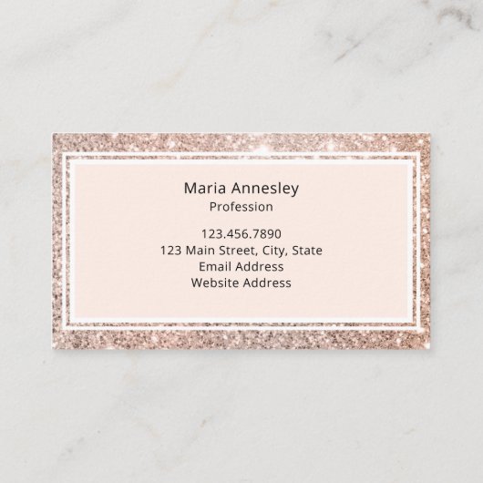 Luxe Girly Faux Roos Gold Glitter Floral Visitekaartje (Achterkant)