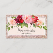 Luxe Girly Faux Roos Gold Glitter Floral Visitekaartje (Voorkant)
