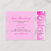 Luxe Girly Pink Glitter Diamonds Zilveren Rand Visitekaartje (Achterkant)