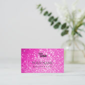 Luxe Girly Pink Glitter Lichtgevende Sterren en Lo Visitekaartje (Staand voorkant)