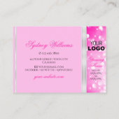 Luxe Girly Pink Glitter toevoegen Logo Silver Bord Visitekaartje (Achterkant)