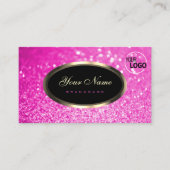 Luxe Girly Pink Sparkle Glitter en Logo Noble Visitekaartje (Voorkant)