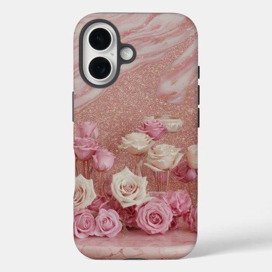 Luxe Girly Roze iPhone 16 Hoesje (Achterkant)