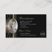Luxe Glam Black Beige Squiggled Jewels Logo Foto Visitekaartje (Achterkant)