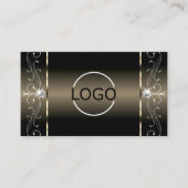 Luxe Glam Black Beige Squiggled Jewels Logo Foto Visitekaartje (Voorkant)
