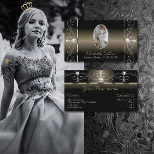 Luxe Glam Black Beige Squiggled Jewels met foto Visitekaartje
