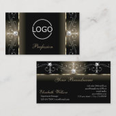 Luxe Glam Black Beige Squiggly Jewels met Logo Visitekaartje (Voorkant / Achterkant)