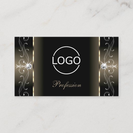 Luxe Glam Black Beige Squiggly Jewels met Logo Visitekaartje (Voorkant)