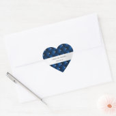 Luxe Glam Blauwe Nepfluwelen Hart Sticker (Envelop)