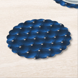 Luxe Glam Blauwe Nepfluwelen Stof Kartonnen Onderzetters