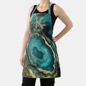 Luxe glam chic teal turquoise & goud agaat geode schort (Insitu)