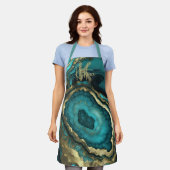 Luxe glam chic teal turquoise & goud agaat geode schort (Gedragen)