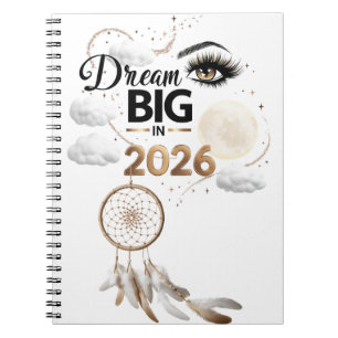 Luxe Glam Eye "Droom Groot 2026" Spiraal Foto Noti Notitieboek