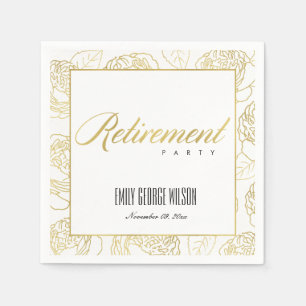 LUXE GLAM FAUX GOLD WHITE ROSE FLORAL RETIREMENT SERVET