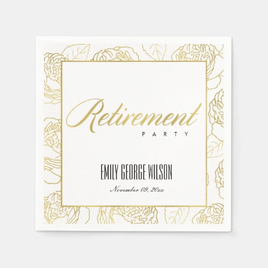 LUXE GLAM FAUX GOLD WHITE ROSE FLORAL RETIREMENT SERVET (Voorkant)