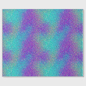 Luxe Glam Girl Paarse Turquoise Shimmer Glitter Cadeaupapier (Vlak)
