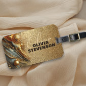 Luxe Glam Glitter Golden Swirls Bagagelabel