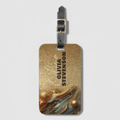 Luxe Glam Glitter Golden Swirls Bagagelabel (Voorkant (verticaal))