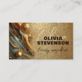 Luxe Glam Glittery Gold Marble Beauty Consultant Visitekaartje (Voorkant)