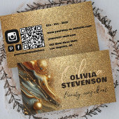 Luxe Glam Glittery Gold Marble Beauty Consultant Visitekaartje