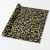 Luxe Glam Gold Black leopard Print Cadeaupapier (Uitgerold)