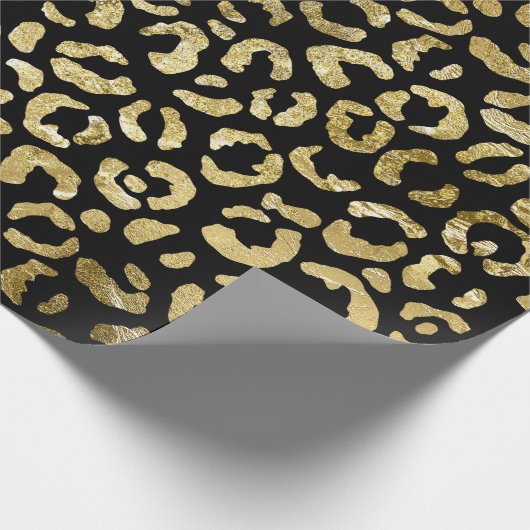 Luxe Glam Gold Black leopard Print Cadeaupapier (Hoek)