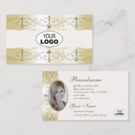 Luxe Glam Gold Cream  Borders Logo en foto's Visitekaartje