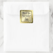 Luxe Glam Gold Dank u Business Logo Vierkante Sticker (Tas)