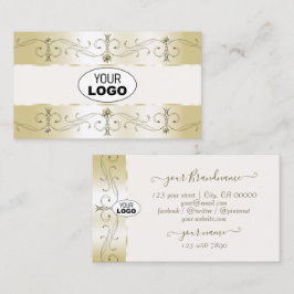 Luxe Glam Gold- en Cream- grenzen met Logo Visitekaartje