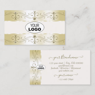 Luxe Glam Gold- en Cream- grenzen met Logo Visitekaartje