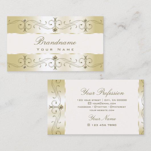 Luxe Glam Gold en Cream-grenzen voor sierdoeleind Visitekaartje (Voorkant / Achterkant)