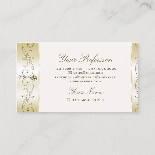 Luxe Glam Gold en Cream-grenzen voor sierdoeleind Visitekaartje (Achterkant)