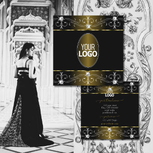 Luxe Glam Gold en zwarte  Ornamenten voegen Logo t Vierkante Visitekaartje