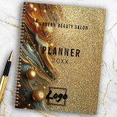 Luxe Glam Gold Glittery Marble Jaarlijks Planner