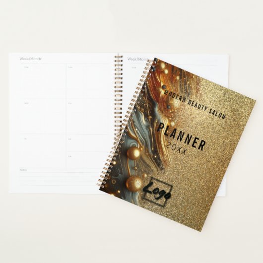 Luxe Glam Gold Glittery Marble Jaarlijks Planner (Display)