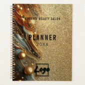 Luxe Glam Gold Glittery Marble Jaarlijks Planner (Voorkant)
